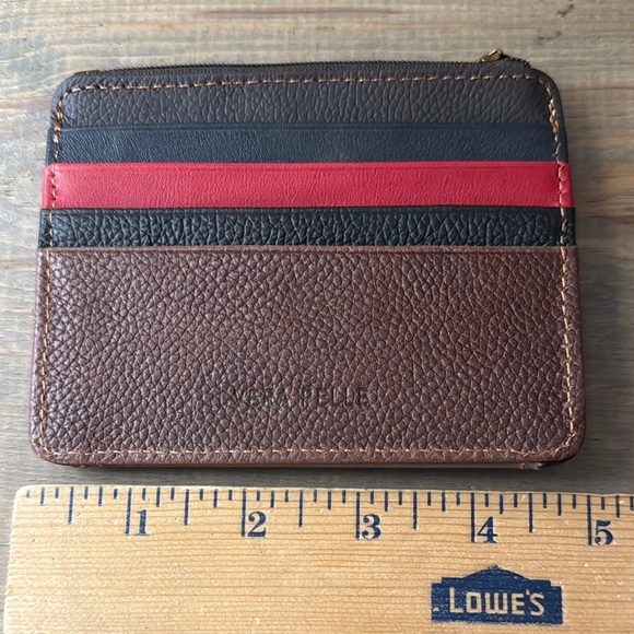 Vera Pelle Red and Brown Leather Key Card Holder - Picture 2 of 6